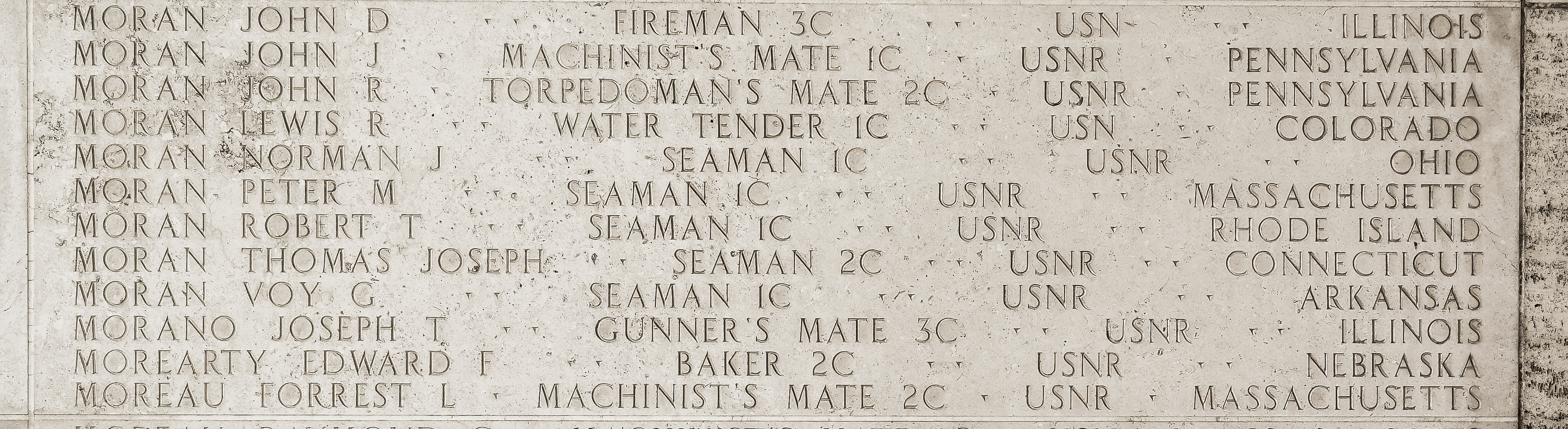 Peter M. Moran, Seaman First Class